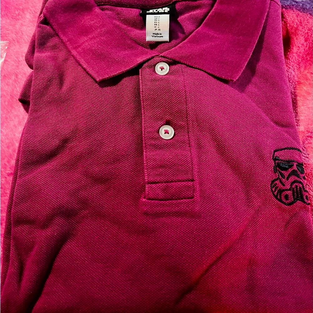 NEW Men's Polo Shirt - Red with Embroidered Star Wars Storm Trooper Logo